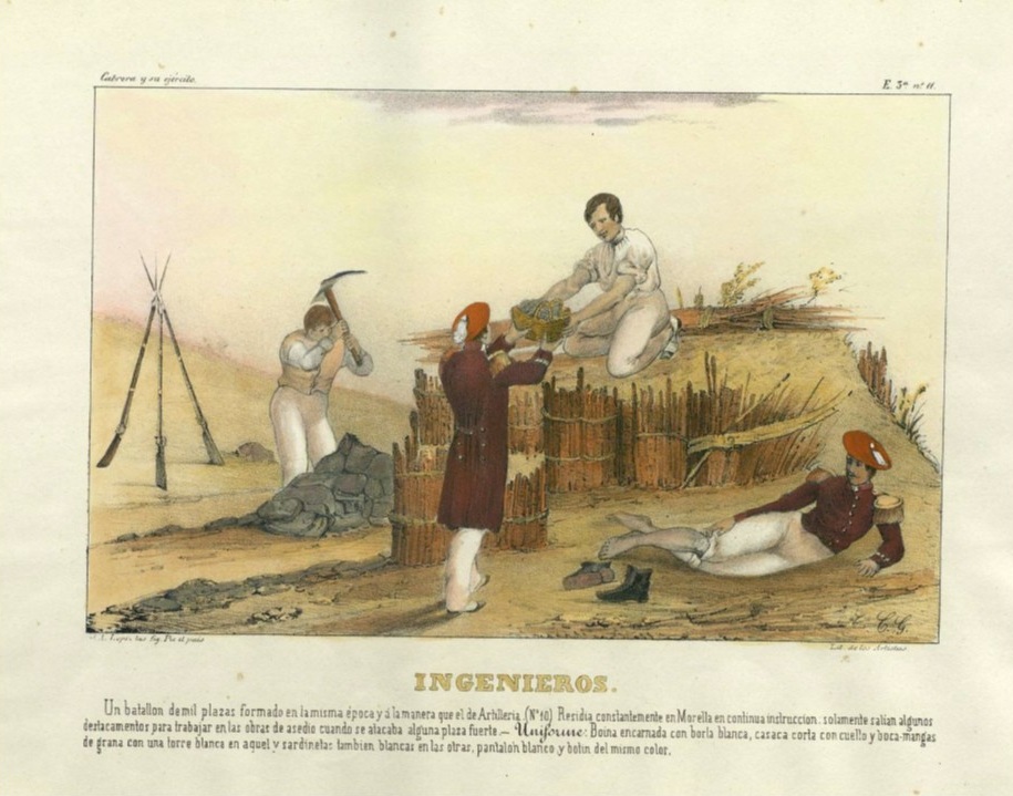 Soldados carlistas fortificando una posición